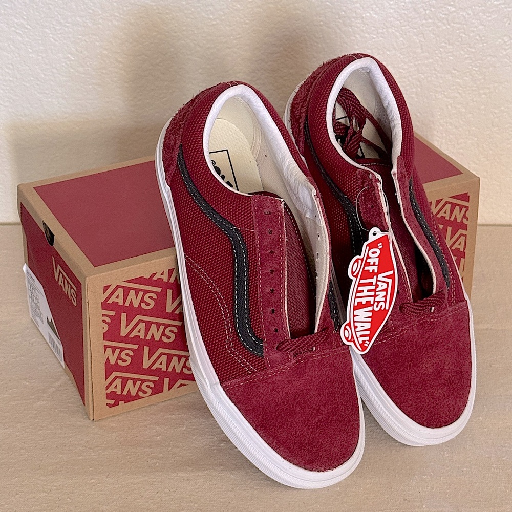 VANS “Old Skool” Heavy Textures Sneakers Burgundy/White Mens 6.5 / Womens 8 NIB - Picture 5 of 7